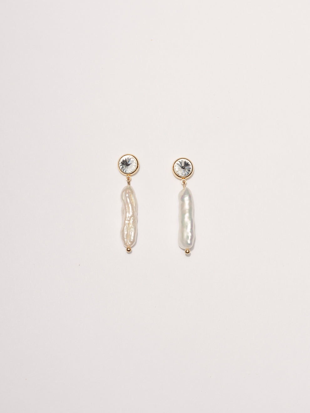 Gold Bezel Pearl Earrings